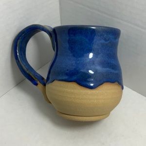 Handmade Blue & Raw Sand Colored Clay Coffee Mug